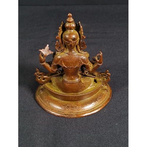 205 - Cast bronze oriental goddess figure