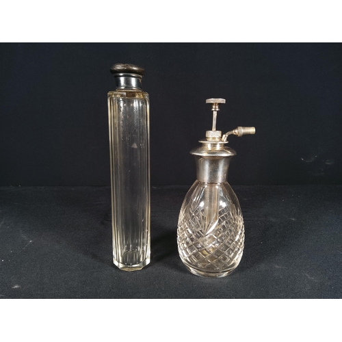 259 - Silver topped atomiser and silver topped scent bottle