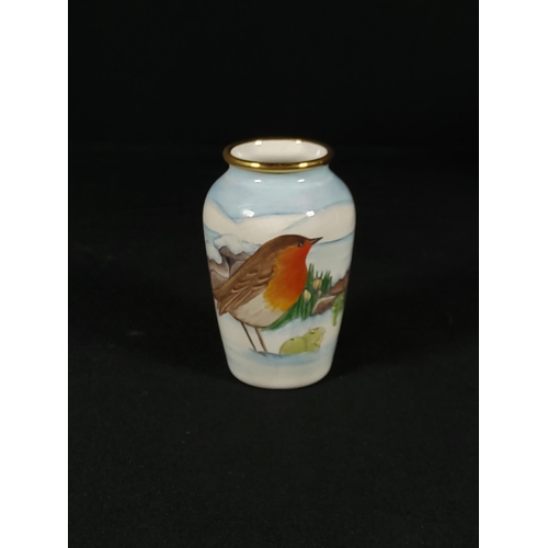 256 - Boxed Moorcroft enamelled limited edition 'The Last Snow of Winter', 7cms in height