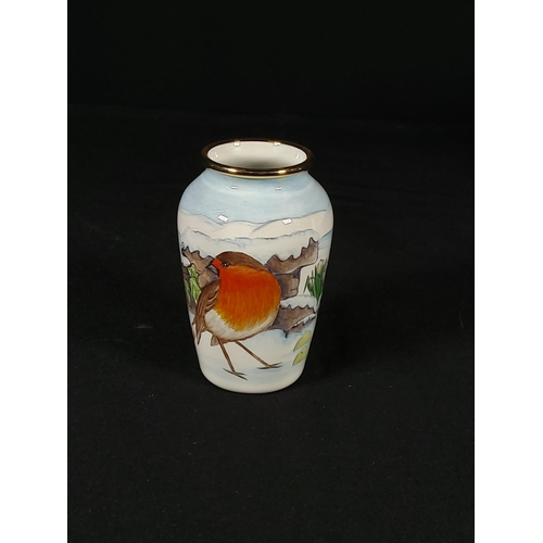 256 - Boxed Moorcroft enamelled limited edition 'The Last Snow of Winter', 7cms in height