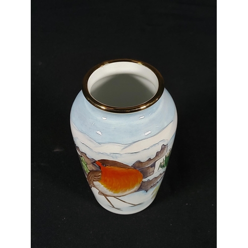 256 - Boxed Moorcroft enamelled limited edition 'The Last Snow of Winter', 7cms in height