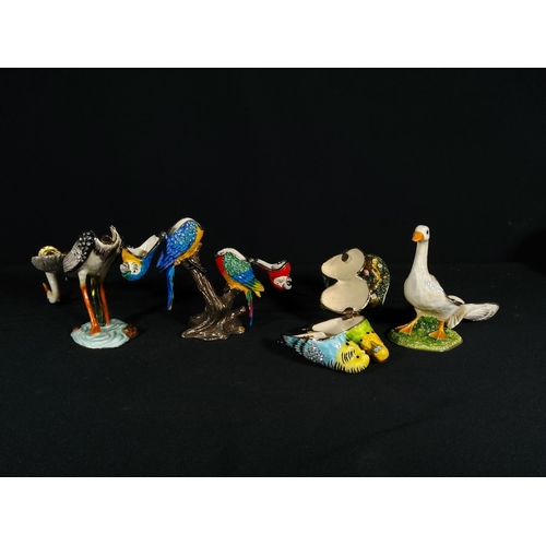 264 - 4 Cast metal enamelled bird trinket boxes