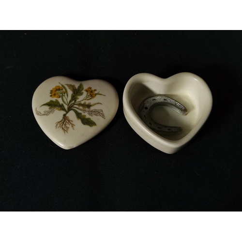 266 - 2 Poole delphis dishes and a hart shaped trinket pot