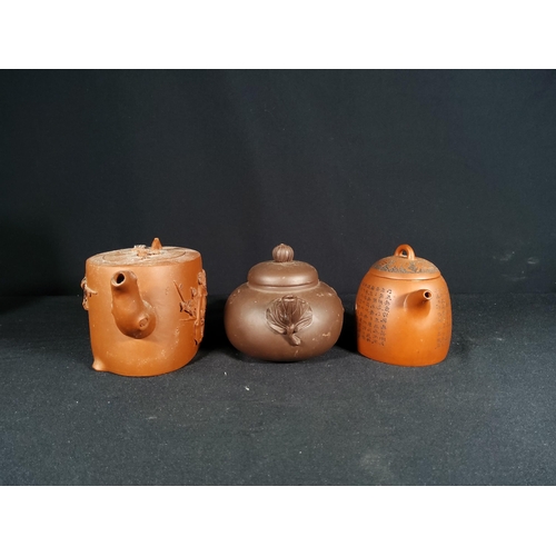 268 - 6 Oriental terracotta tea pots