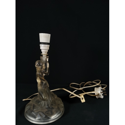 167 - Figural glass centrepiece lamp, 28cms in height