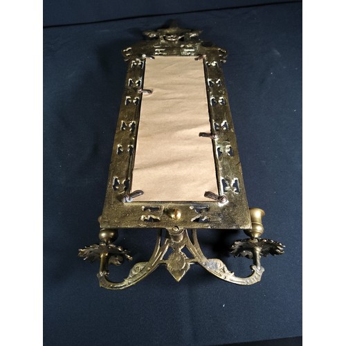 332 - Vintage metal ink stand and a cast brass mirrored wall sconce