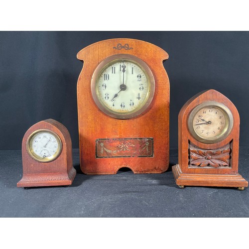 372 - 3 Wooden cased clocks