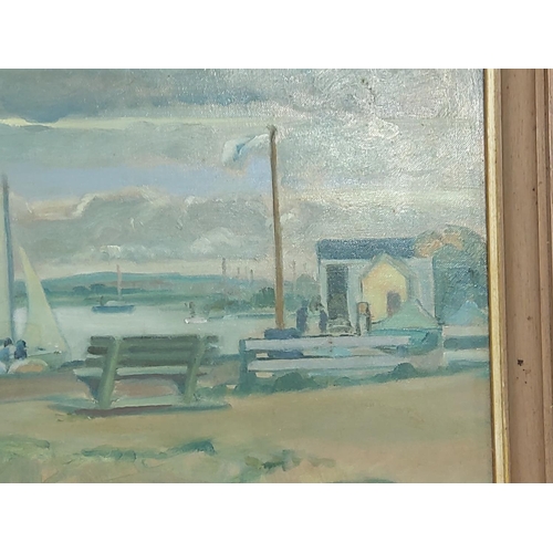 541 - Framed oil on board signed John Donaldson 1984, titled 'Storm over the Hamble River', 45 x 35cms