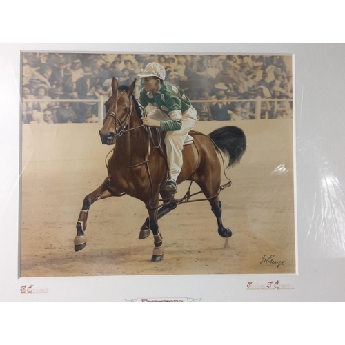 542 - Large framed picture of a 1930's race horse, signed by FN George, 60 x 57cms