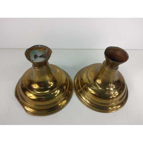 579 - Pair of heavy brass Ship candle holders