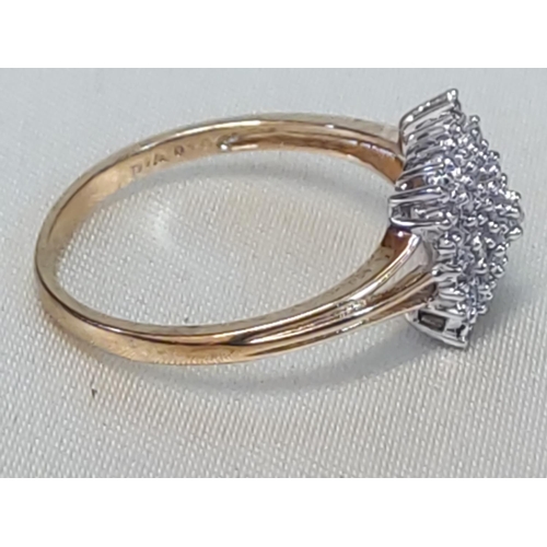 657 - 9ct gold square diamond cluster ring, size P