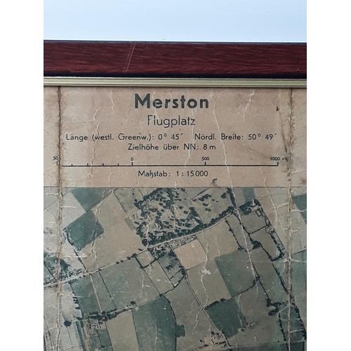 539 - Framed vintage aerial photograph of Merston taken by Luftwaffe 1942, 32 x 39cms