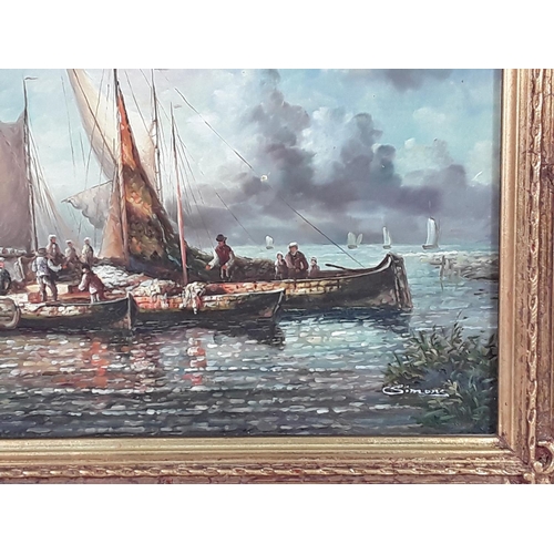 543 - 2 gilt framed Ship pictures, 36 x 31cms