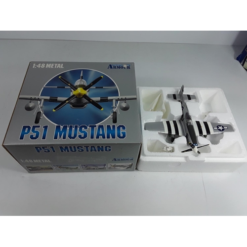 594 - Boxed P51 US AAF Mustang 98074, F40 Corsair (Franklin Mint) 98139 and an F6F3 Hellcat 98175