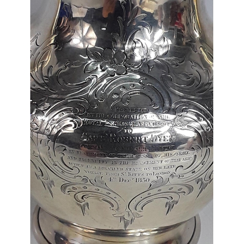 645 - Antique silver teapot with inscription 730g, maker: Richard Pearce & George Burrows 1847