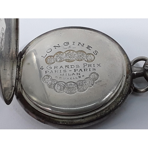 652 - Silver cased Longines pocket watch, gross weight 72.7g