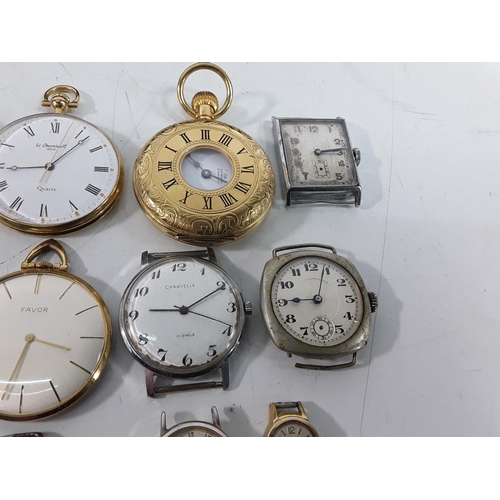 670 - Antique box and a selection of manual wind watches and pocket watches