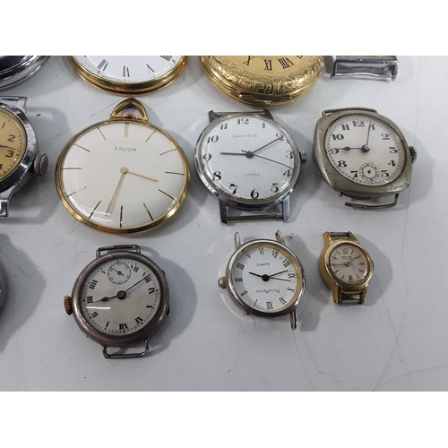 670 - Antique box and a selection of manual wind watches and pocket watches