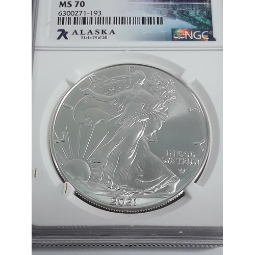 687 - Cased silver eagle head Dollar