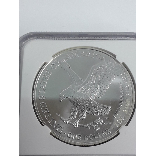 688 - Cased fine silver eagle head Dollar