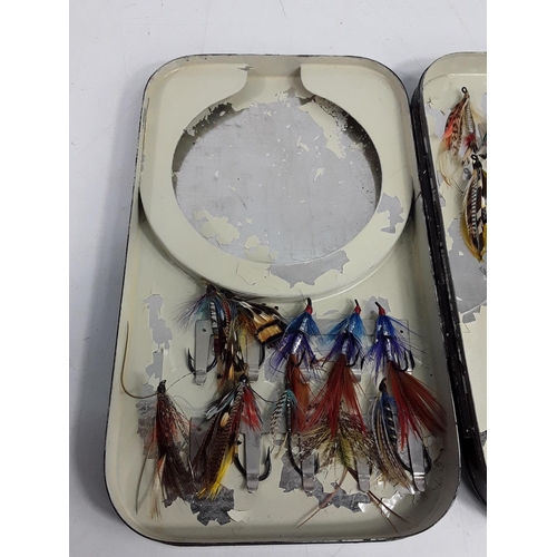 710 - Vintage tin of salmon flies