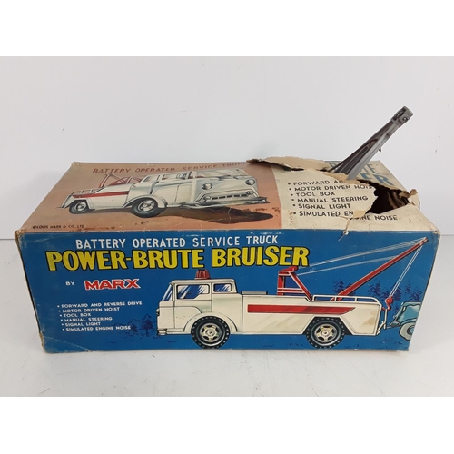 522 - Boxed Marx battery operated recovery truck and tin plate remote control car