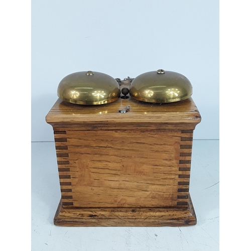 732 - Vintage oak cased telephone bell