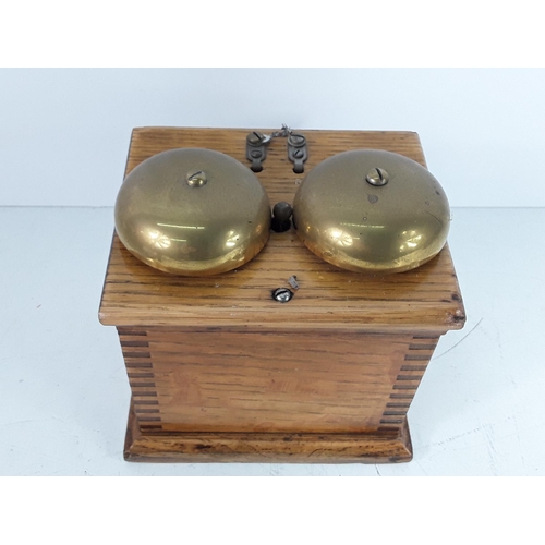 732 - Vintage oak cased telephone bell