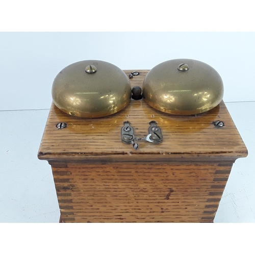 732 - Vintage oak cased telephone bell