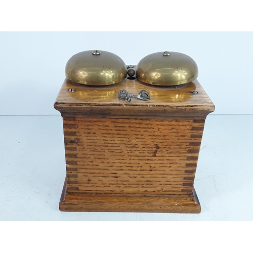 732 - Vintage oak cased telephone bell