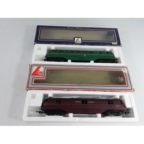 570 - 2 boxed Lima engines, unboxed engine, carriage and crane