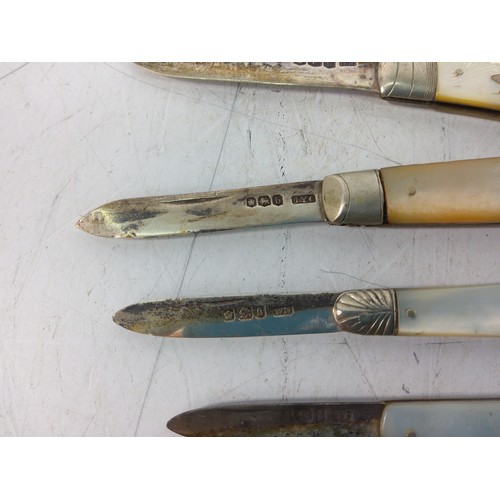 13 - 4 Silver bladed Mother of pearl fruit knives