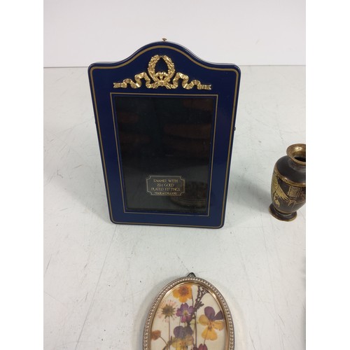 479 - vintage frames, and miniature bronze vase