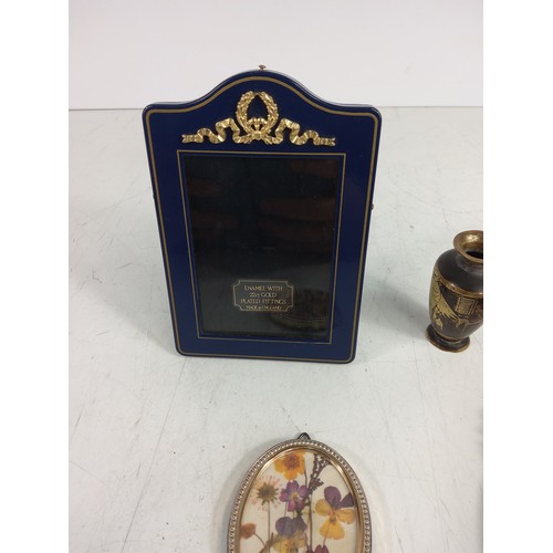 479 - vintage frames, and miniature bronze vase