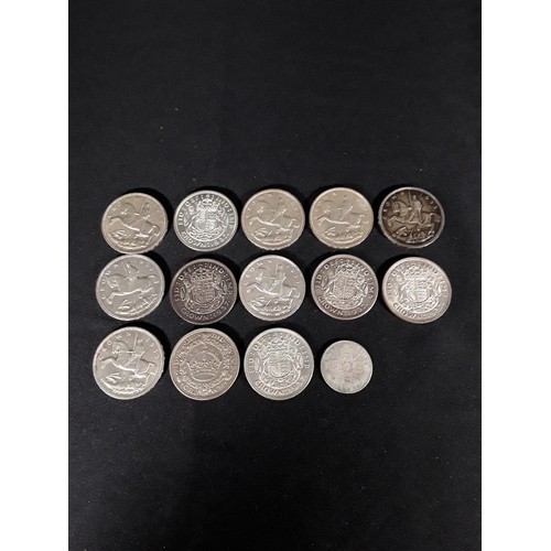 326 - Bag of half silver coins 379g