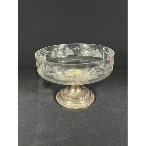 53 - silver based cut glass fruit bowl