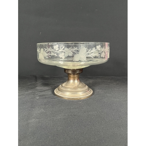 53 - silver based cut glass fruit bowl