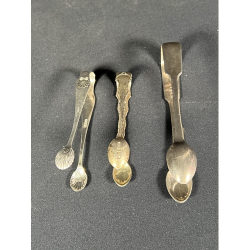 67 - 3 pairs of silver sugar tongs -Gross 85g