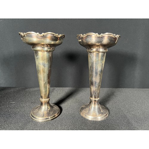 126 - Pair of weighted silver vases -Gross 257g