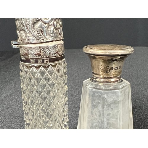 182 - 2 silver topped scent bottles