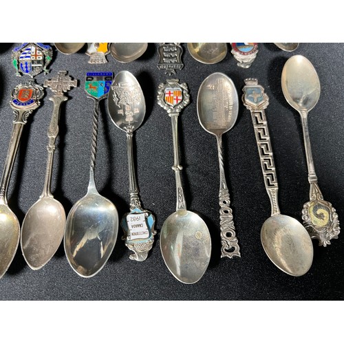 170 - Large selection of silver and enamelled spoons