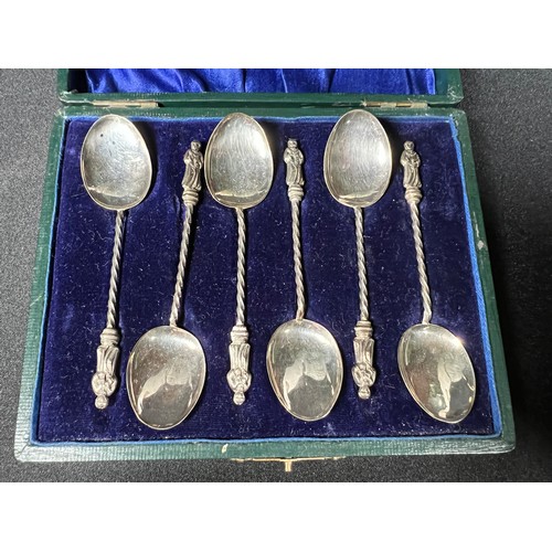 164 - cased set of 6 silver apostle spoons 31.5g