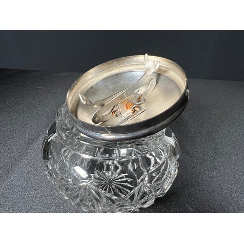 134 - Silver topped cut glass sugar basin - Silver weight  62g