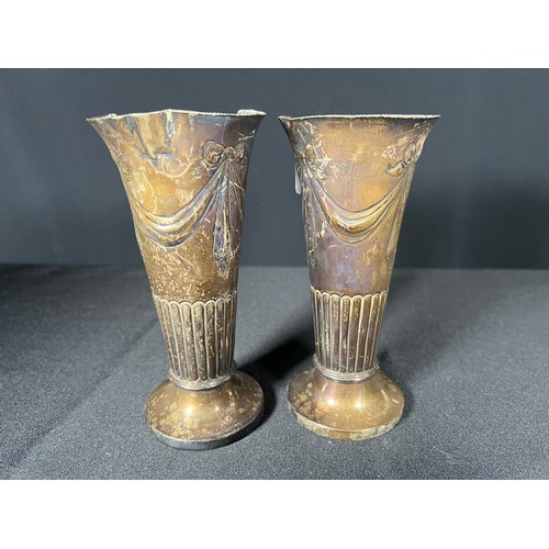 136 - Pair of weighted vase silver vases -Gross 465g