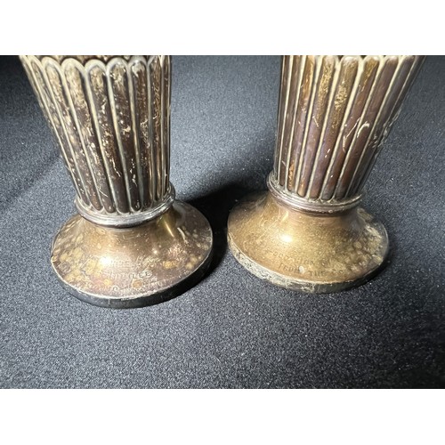 136 - Pair of weighted vase silver vases -Gross 465g