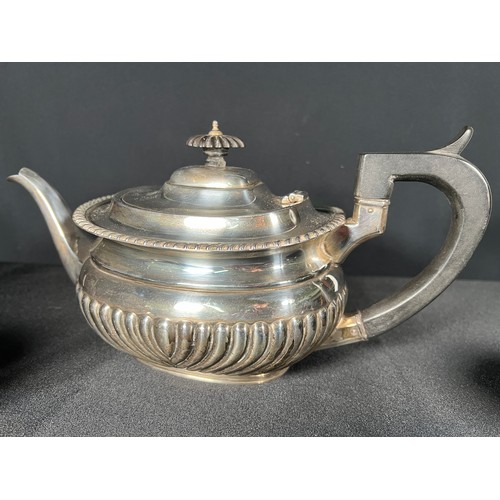 142 - Silver 3 piece tea set -Gross Milk jug and sugar pot 470g+ Teapot - 738g