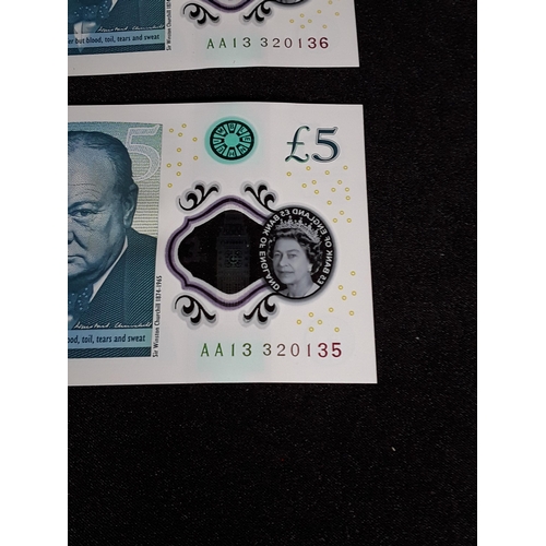 354 - 5 Mint consecutive £5 notes