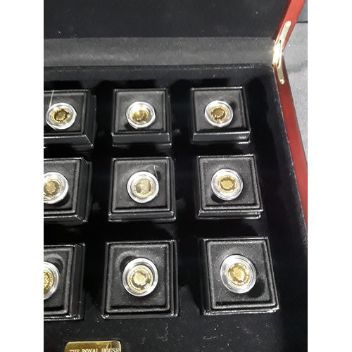 363 - Cased set of 12 The Royal house of Windsor Gold coins Each coin is 1g of 22ct gold