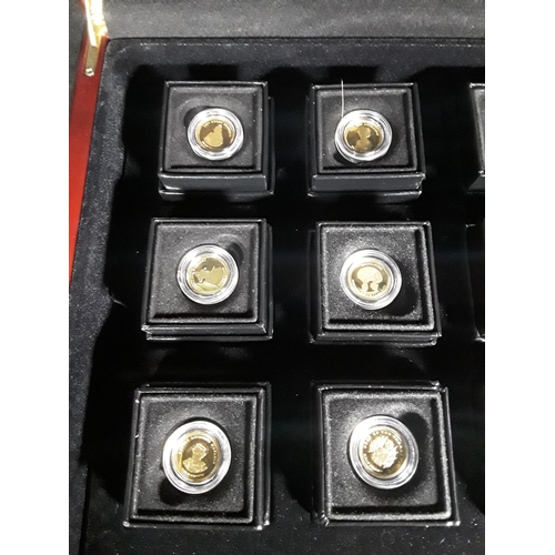 363 - Cased set of 12 The Royal house of Windsor Gold coins Each coin is 1g of 22ct gold