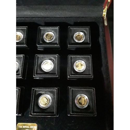 363 - Cased set of 12 The Royal house of Windsor Gold coins Each coin is 1g of 22ct gold